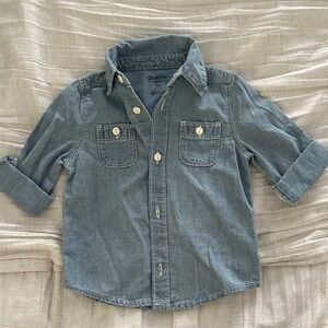 OshKosh B'gosh Light Blue Kids Button Down Chambray Shirt Sz 18M NWOT